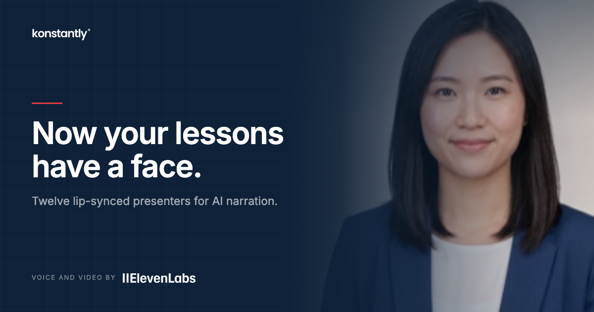 Give your courses a voice – AI narration and presenters, powered by ElevenLabs