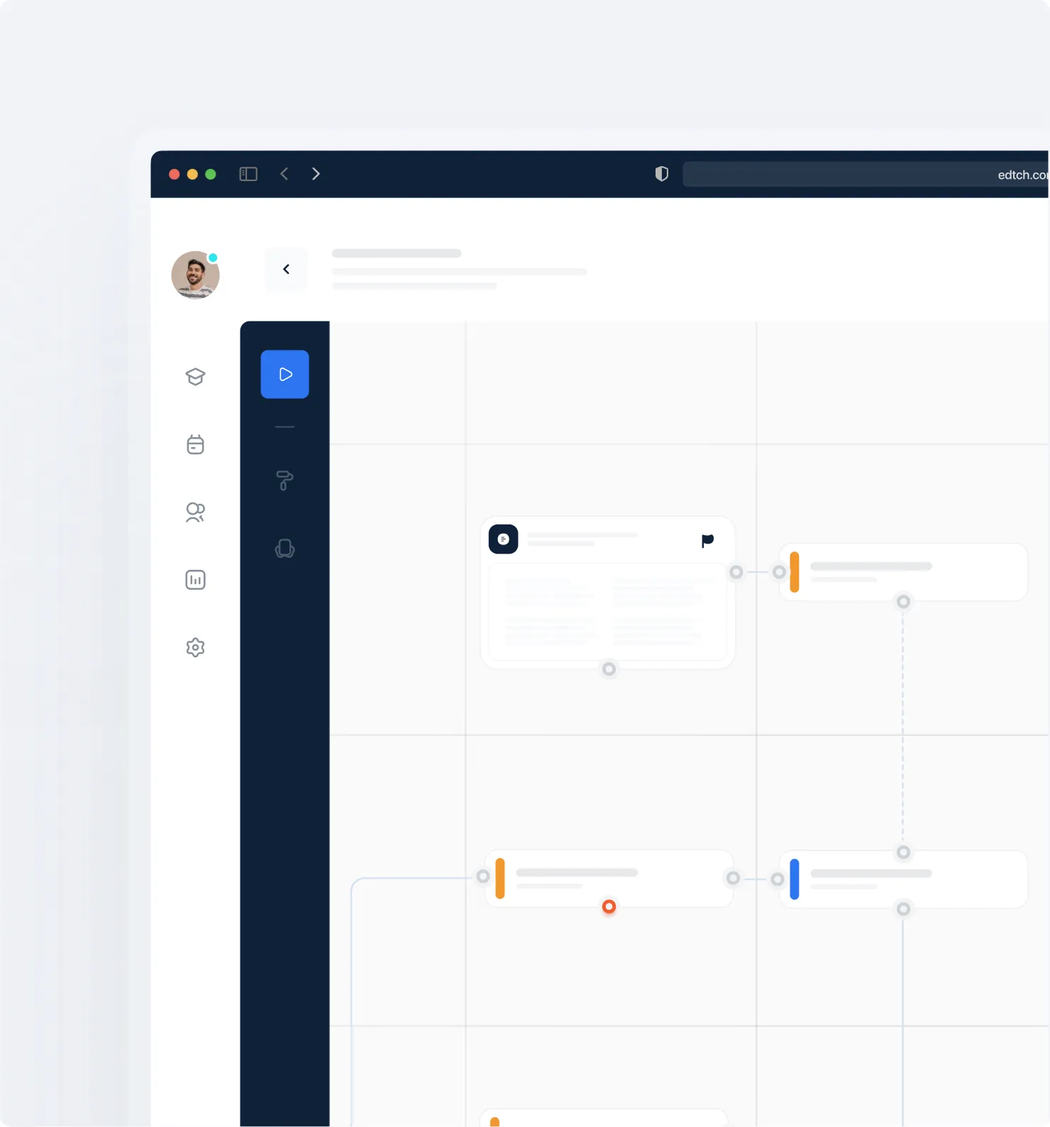 Branching course structure showing pass and fail paths