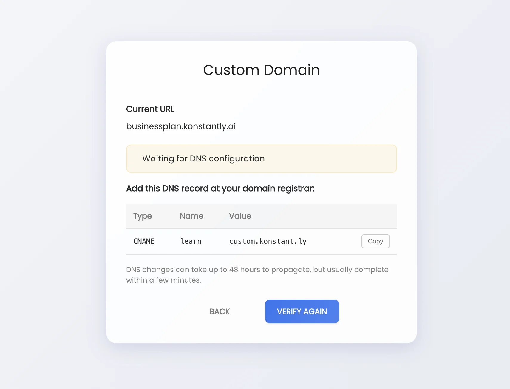 Custom domain DNS configuration