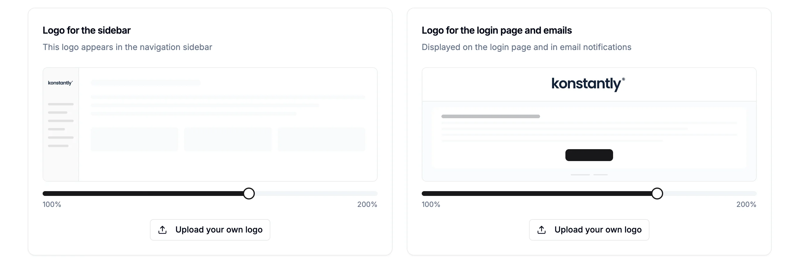 Logo upload for sidebar and login page