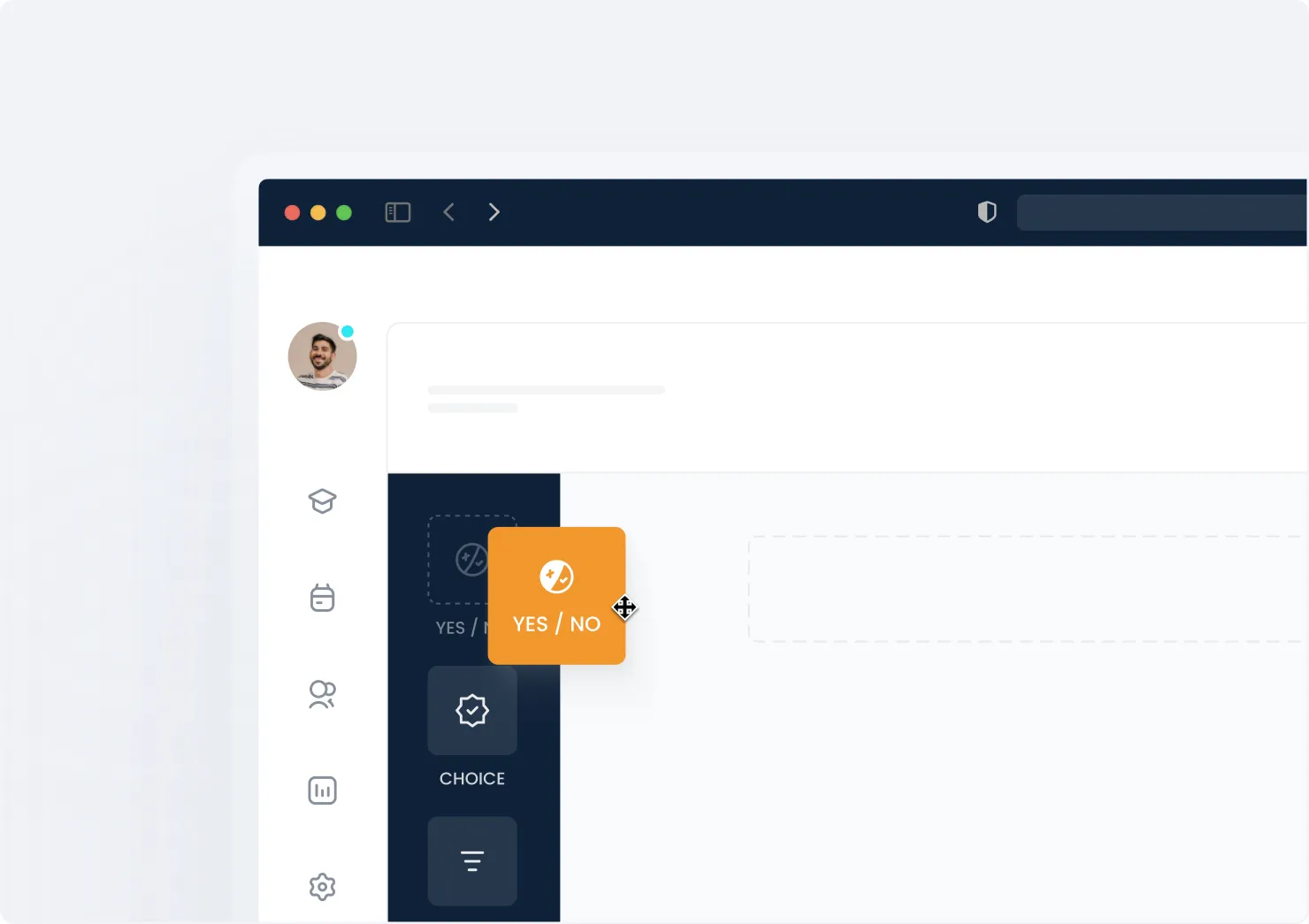 Test editor showing AI-powered content creation